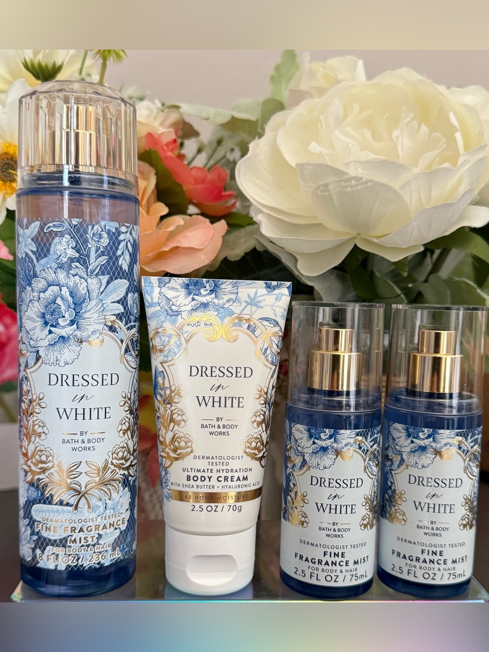 🆕💍 BATH & BODY WORKS “DRESSED IN WHITE” 4-PIECE COLLECTION. BRAND NEW!